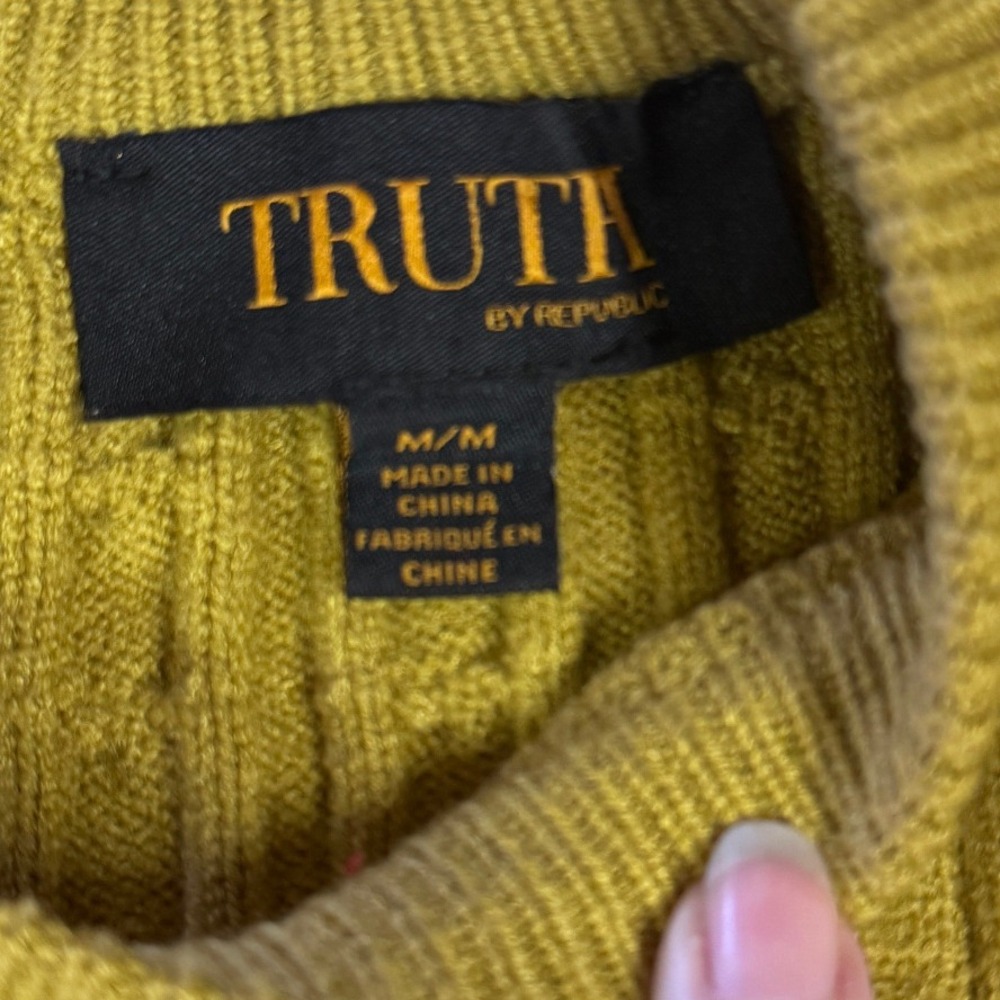 Truth by Republic Womens Cable Knit Short Sleeve Sweater Pear Green Size M - Picture 7 of 8